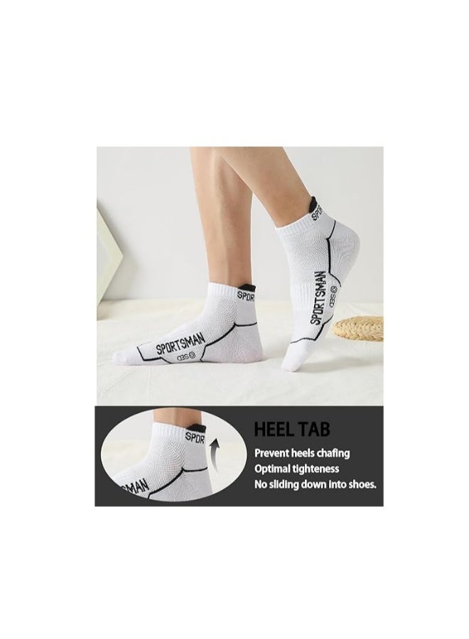 Mens Ankle Socks Cotton Low Cut Athletic Running Socks Breathable Cushioned Arch Support Casual Socks 6-12 (6 Pairs) - Image 2