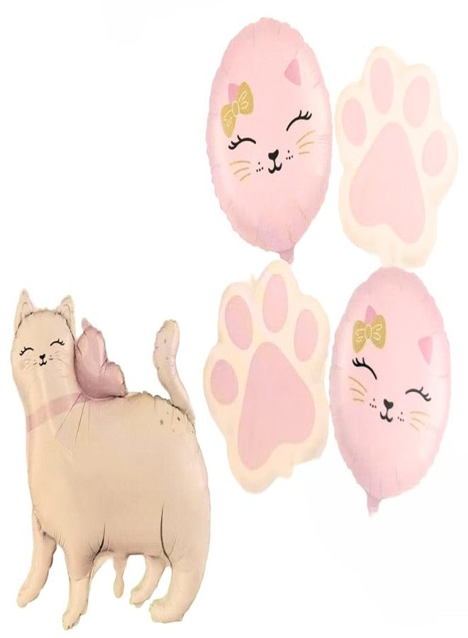 RSAAUD® Set of 5 Kitty Foil Balloons Animal Balloon Pet Theme Balloons for Decorations Balloon Cat Foil Balloon Set For Kids Boys Girls Party Combo Item (5 Cat2) - Image 2