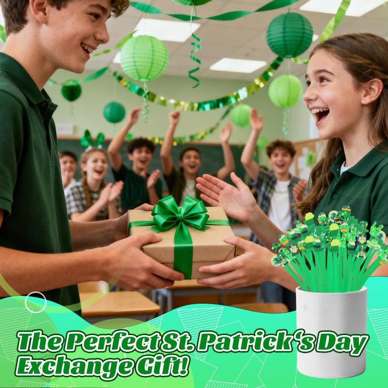 Zhirlyn St Patrick's Day Pens Stress Relief Bobblehead Pen Cute Fun Pens Assorted Kawaii Gel Ink Pen for St. Patrick's Day (St Patrick, 24) - Image 4
