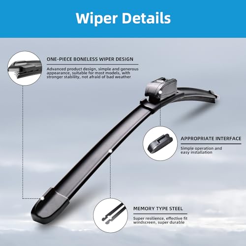 DYNOELS Windshield Wipers, 26'' + 17'' Wiper Blades for Infiniti Q50 2014-2022, Nissan Pathfinder 2013-2020, Honda CR-V 2017-2022 All-season Automotive Replacement Windshield Wiper Blades (Set of 2) - Image 2