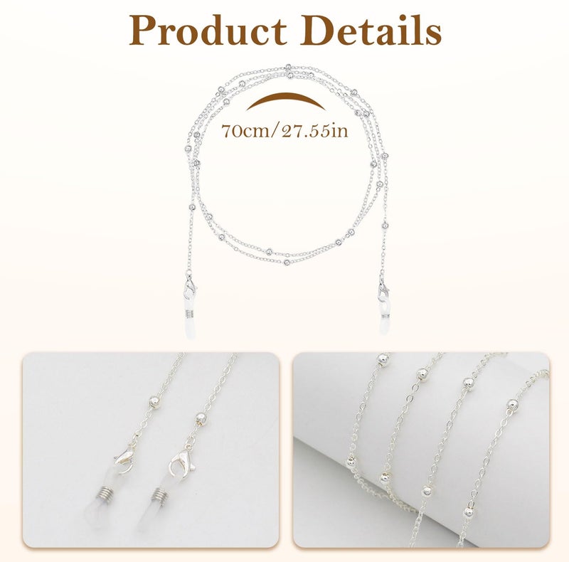 TecoKart Eyeglass Specs Holder Strap | Anti-slip Spectacle Chain with Stylish Beads | Elegant Specs Chain for Women | Secure & Fashionable Eyewear Accessory - Image 2