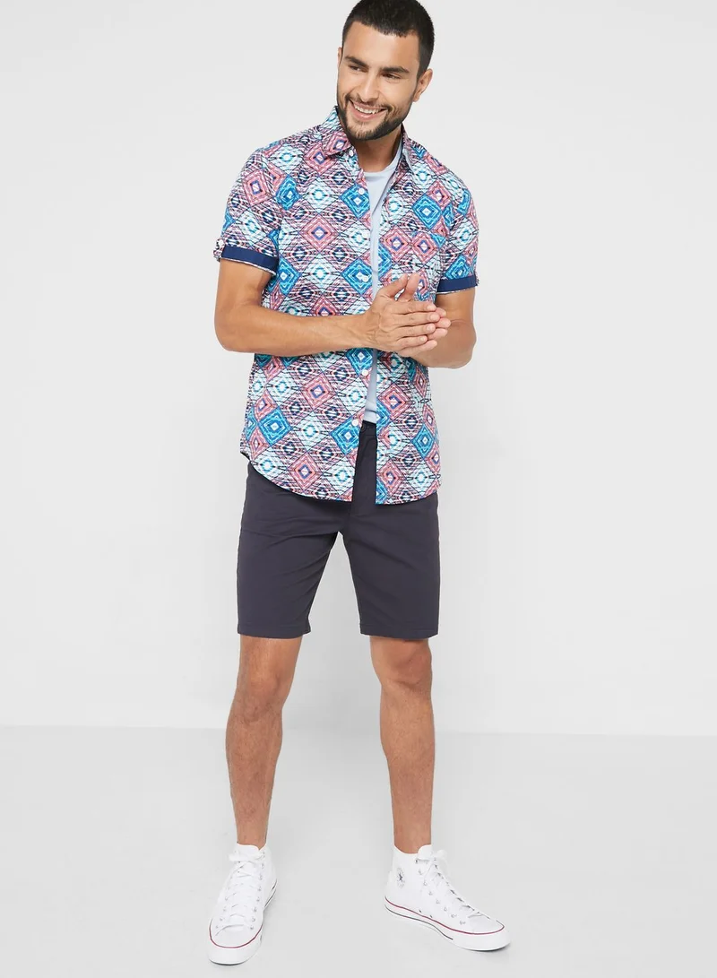 Seventy Five Azetec Print Short Sleeve Shirt