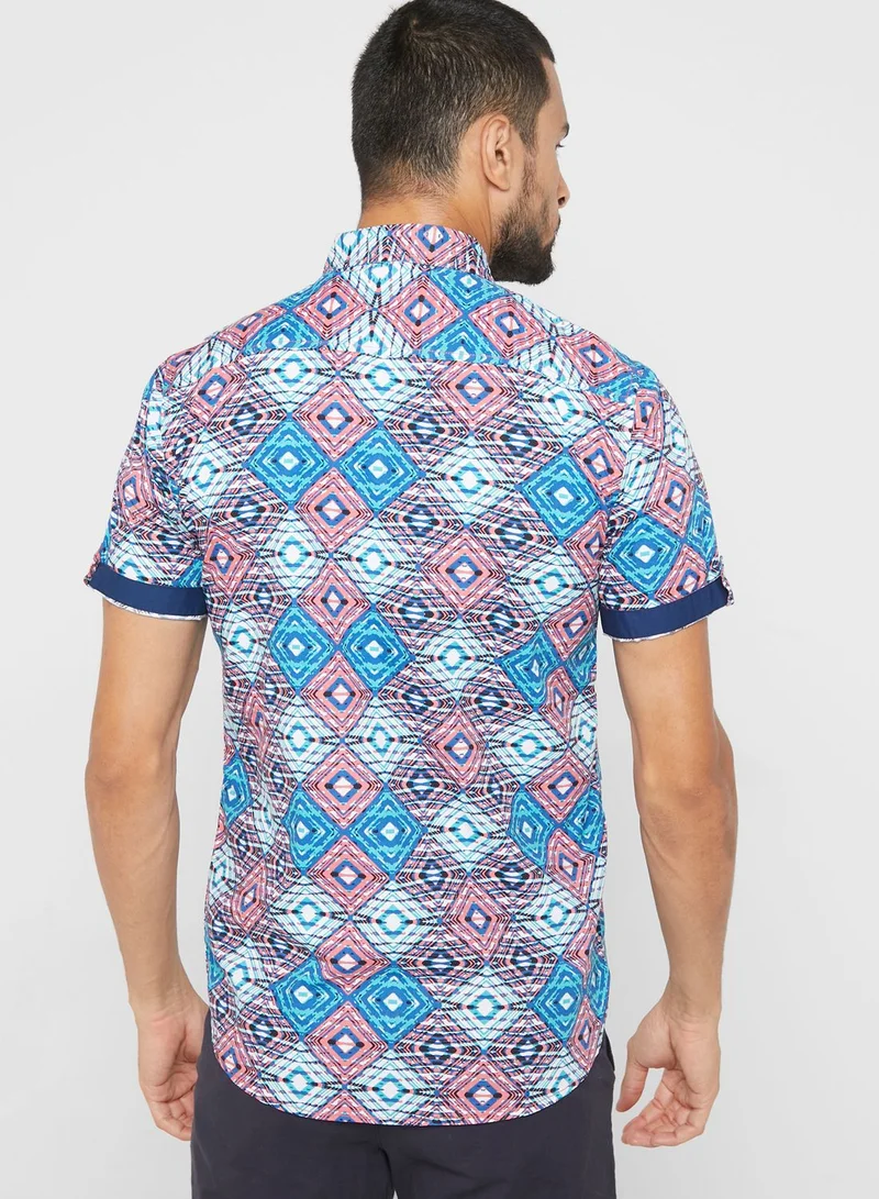 Seventy Five Azetec Print Short Sleeve Shirt