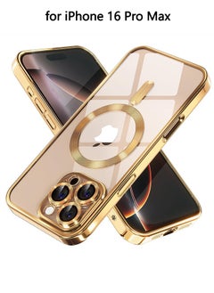 ماركة غير محددة جراب iPhone 16 Pro Max مع MagSafe، مغناطيس قوي، [غطاء رقيق مقاوم للصدمات] واقي كامل لعدسة الكاميرا، غطاء حماية ناعم مقاوم للصدمات ومقاوم للاصفرار، مضاد للخدش وبصمات الأصابع، ذهبي شفاف  - Image 1