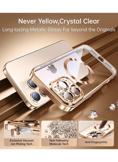 ماركة غير محددة جراب iPhone 16 Pro Max مع MagSafe، مغناطيس قوي، [غطاء رقيق مقاوم للصدمات] واقي كامل لعدسة الكاميرا، غطاء حماية ناعم مقاوم للصدمات ومقاوم للاصفرار، مضاد للخدش وبصمات الأصابع، ذهبي شفاف  - Image 4