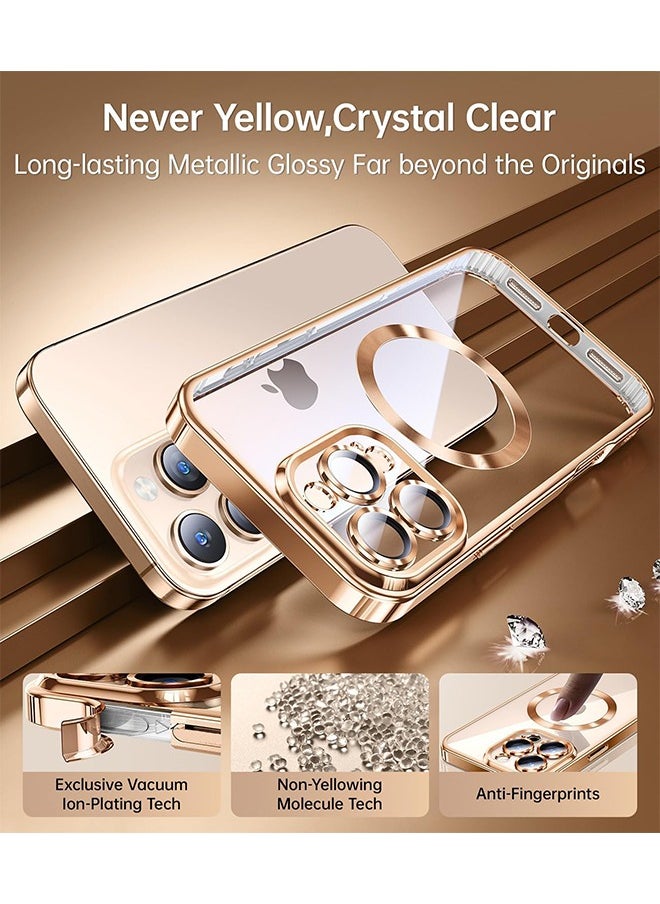 ماركة غير محددة - جراب iPhone 16 Pro Max مع MagSafe، مغناطيس قوي، [غطاء رقيق مقاوم للصدمات] واقي كامل لعدسة الكاميرا، غطاء حماية ناعم مقاوم للصدمات ومقاوم للاصفرار، مضاد للخدش وبصمات الأصابع، ذهبي شفاف - Image 1