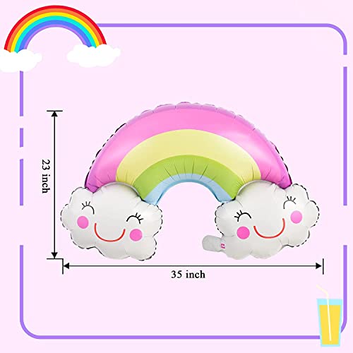TOYXE Cute Foil Rainbow Balloons Mylar Party Supplies Rainbow Banner Clouds Decorations Set of 5 Pcs - Image 5