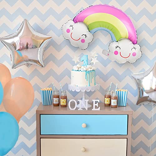 TOYXE Cute Foil Rainbow Balloons Mylar Party Supplies Rainbow Banner Clouds Decorations Set of 5 Pcs - Image 4