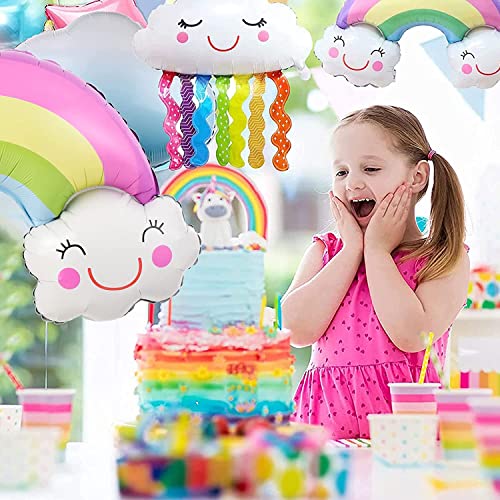 TOYXE Cute Foil Rainbow Balloons Mylar Party Supplies Rainbow Banner Clouds Decorations Set of 5 Pcs - Image 2
