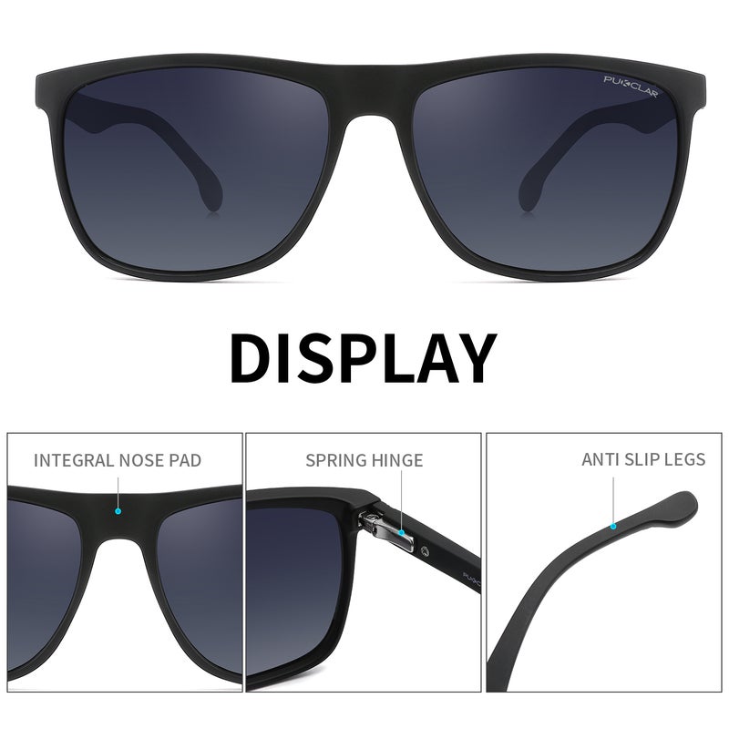 PUKCLAR Sunglasses for Men Polarized Lightweight TR90 Frame UV400 Spring Hinges Sunglasses - Image 5