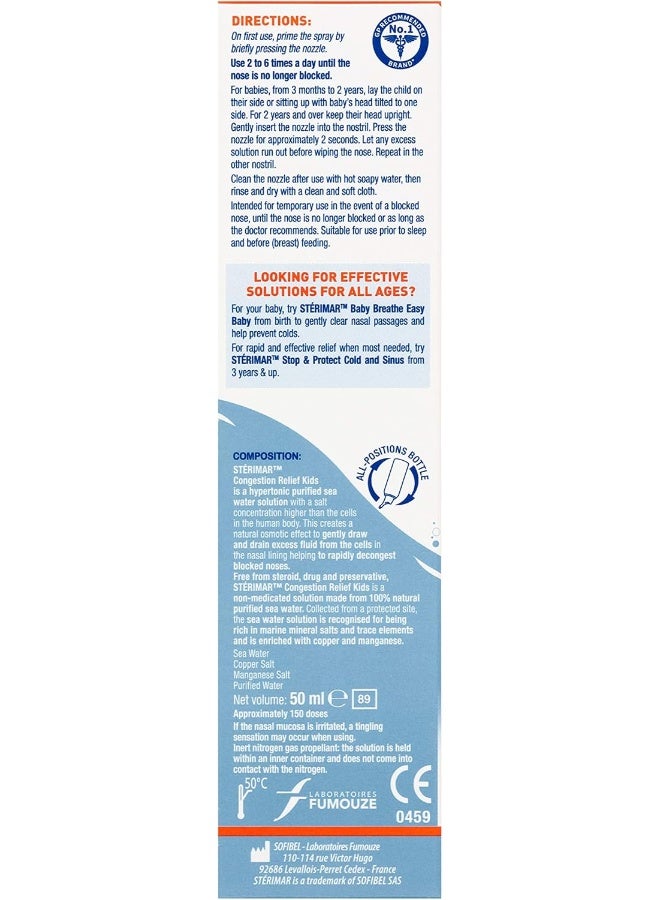 Sterimar Hygiene Nasal Spray for Kids - 100% Natural Sea Water Based Nasal Spray, Clears Mucus and Congestion - 50 ml - Image 5