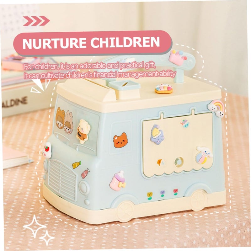 Blue Cartoon Car Piggy Bank Coin Saving Pot Money Bank Decor For Kids Room - Image 5