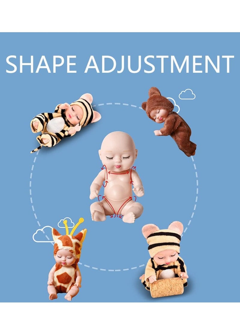 4 Inch Mini Baby Dolls 6pcs Gift Set, Cute Small Baby Doll Toys with Animal Clothes, Suitability Kids 3 and up A Edition - Image 2