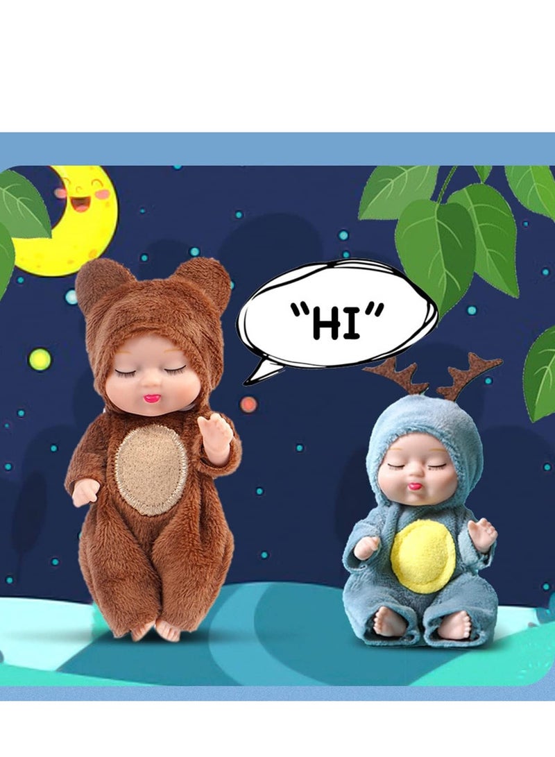 4 Inch Mini Baby Dolls 6pcs Gift Set, Cute Small Baby Doll Toys with Animal Clothes, Suitability Kids 3 and up A Edition - Image 3