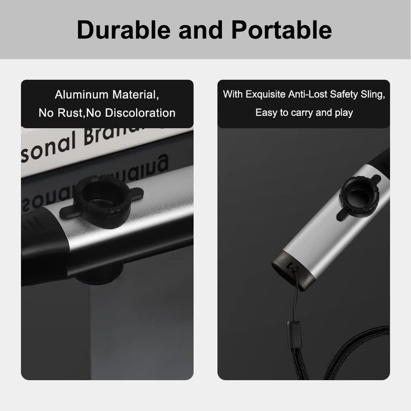 Oxsubor Upgrade Metal Kazoo, Adjustable Tone Professional Aluminum Alloy Kazoo with Five Flute Diaphragms, Food Grade Mouthpiece with Cover and Sling Design Kazoos for Adults/Music Lovers (Silver Kazoo) - Image 3