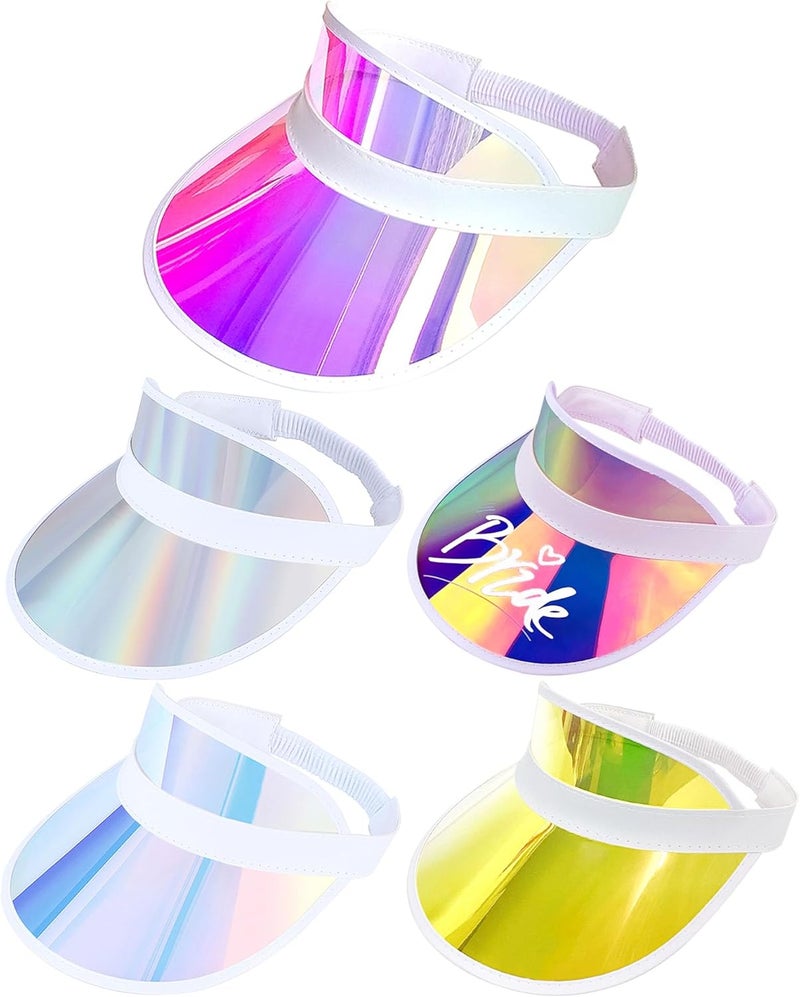 Beevarn Store 5 Pack Sun Visor Hats Women Clear Colorful Party Outdoor Sports Beach Golf Cap - Image 1