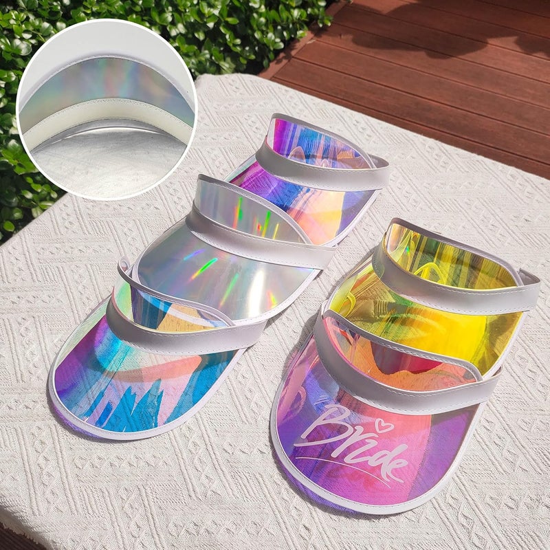 Beevarn Store 5 Pack Sun Visor Hats Women Clear Colorful Party Outdoor Sports Beach Golf Cap - Image 4