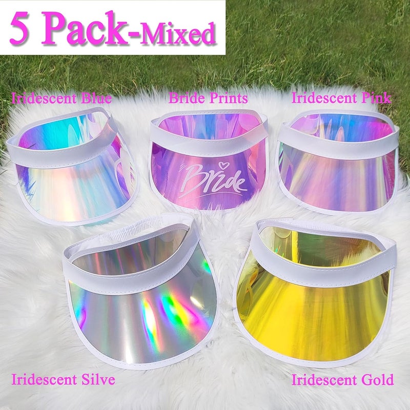 Beevarn Store 5 Pack Sun Visor Hats Women Clear Colorful Party Outdoor Sports Beach Golf Cap - Image 2