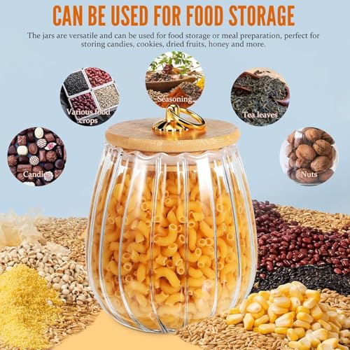 bellemax 700ML Clear Glass Storage Jar With Air Tight Wooden Lids- Airtight Food Jars Glass Kitchen Containers For Pantry, Pickle Jar, Sugar Pasta Cereal Flour Sugar Storage Jar (BM-09, Set of 2) - Image 5