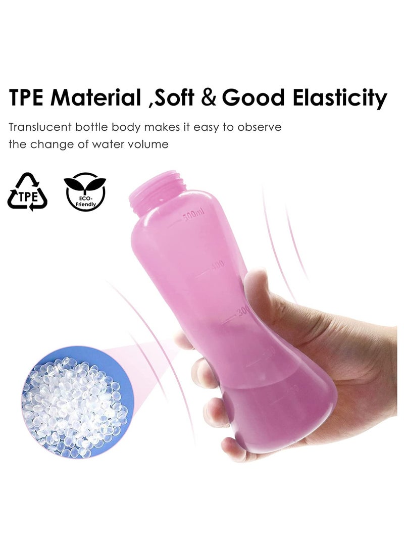 Peri Bottle Travel Shattaf, Portable Travel Bidet with Carry Bag,TPE Material Can Be Boiled, 500ml Capacity with 2 Sealing Ring,Essentials for Postpartum Perineal Care,Hemorrhoid Treatment Pink - Image 2