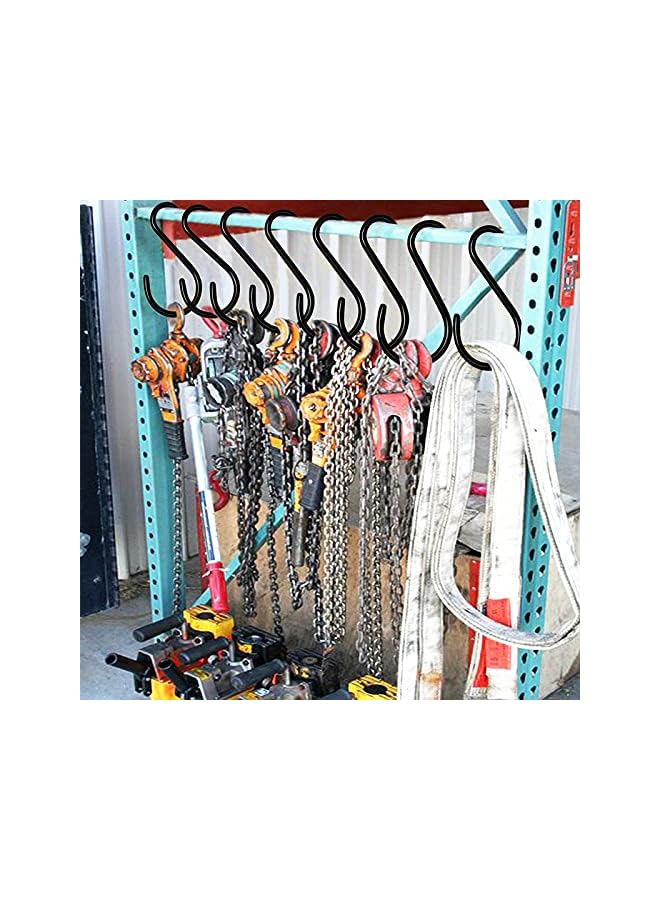 PROMASS promass 12 Pack 6 in Large Heavy Duty S Hooks,Non Slip Rubber Coated S Hooks for Hanging Plants,7mm Thickness Sturdy Metal Black S Hooks for Closet,Bird Feeders,Kitchen,Large Object,Tools,Bikes  - Image 2