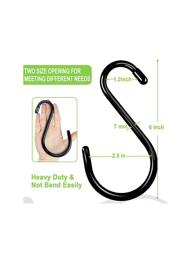 PROMASS promass 12 Pack 6 in Large Heavy Duty S Hooks,Non Slip Rubber Coated S Hooks for Hanging Plants,7mm Thickness Sturdy Metal Black S Hooks for Closet,Bird Feeders,Kitchen,Large Object,Tools,Bikes  - Image 4