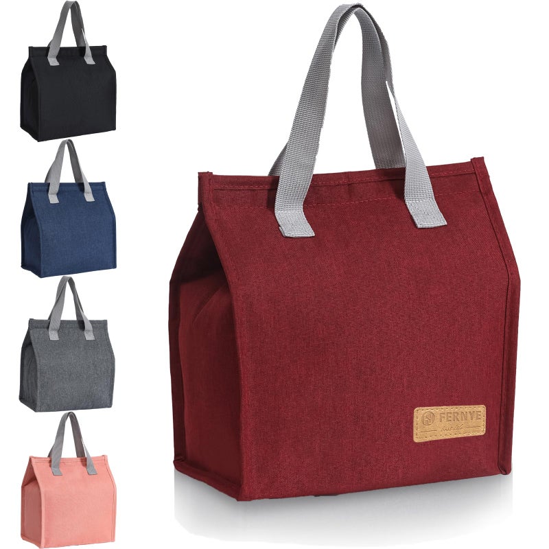 FERNYE Lunch Bag for Women/Men,Waterproof Reusable Portable Lunch Tote,Lunch Box Bag.Thermal Cooler Bag Ideal for Work/Party/l/Travel/Picnic(Light Red) - Image 1