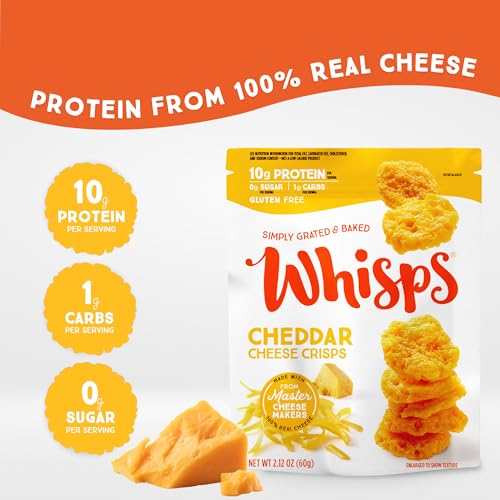 Whisps Cheese Crisps Variety Pack Protein Chips Healthy Snacks Protein Snacks Gluten Free High Protein Low Carb Keto Food Parmesan Cheddar Cheese Asiago Pepper Jack 212 Oz 6 Pack - Image 5