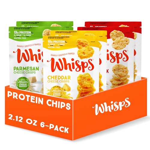 Whisps Cheese Crisps Variety Pack Protein Chips Healthy Snacks Protein Snacks Gluten Free High Protein Low Carb Keto Food Parmesan Cheddar Cheese Asiago Pepper Jack 212 Oz 6 Pack - Image 1