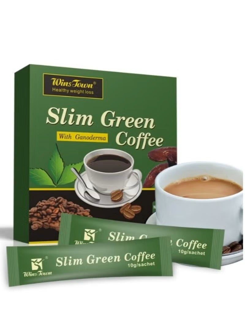 Wins Town Light Green Coffee for Weight Loss, Natural Herbal Weight Loss, Ganoderma Coffee, Contains Ganoderma, Box of 18  - Image 1
