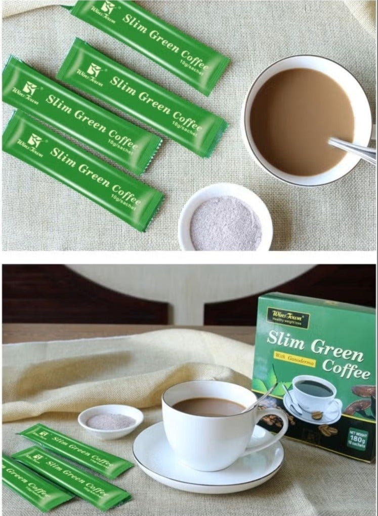 Wins Town Light Green Coffee for Weight Loss, Natural Herbal Weight Loss, Ganoderma Coffee, Contains Ganoderma, Box of 18  - Image 2
