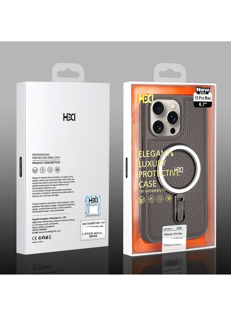 HDD iPhone 15 Pro Max Ring Holder Kickstand Plated Shockproof Protective Phone Case