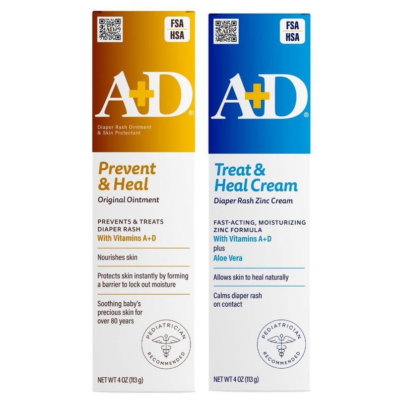 A + D A+D Original Diaper Rash Ointment + Zinc Oxide Diaper Rash Cream 4oz Variety Pack - Prevents & Treats - Moisturizing Skin Protectant With Vitamins A & D - Image 1