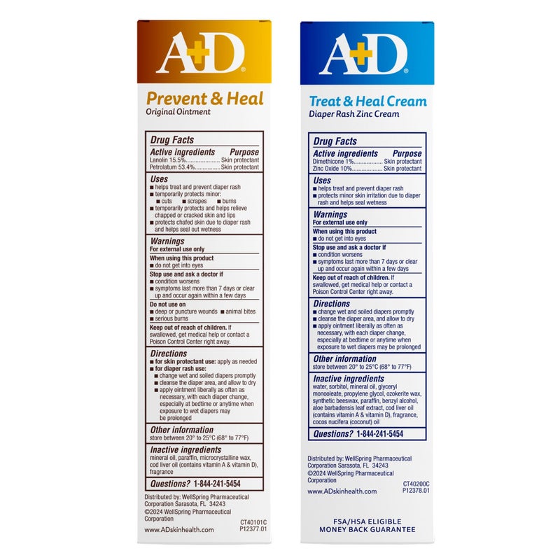 A + D A+D Original Diaper Rash Ointment + Zinc Oxide Diaper Rash Cream 4oz Variety Pack - Prevents & Treats - Moisturizing Skin Protectant With Vitamins A & D - Image 2