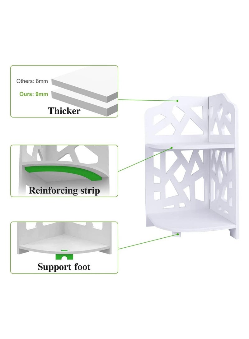 تي بي جي بي رف زاوية، خزانة زاوية للحمام، منظم تخزين للحمام للمساحات الصغيرة، ديكور المكتب في المطبخ، طاولات زاوية صغيرة مقاومة للماء، تصميم ثنائي الطبقات، لون أبيض - Image 2