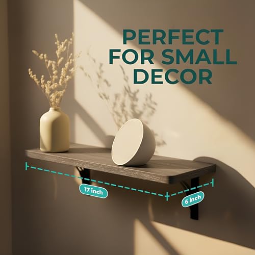 Willowy Reinforced Steel Bracket Dark Brown Wall Shelves - Easy to Install, Template and Video Included - Dark Wood Shelves for Wall, Wooden Shelf for Wall, Laundry Room Decor - Image 4