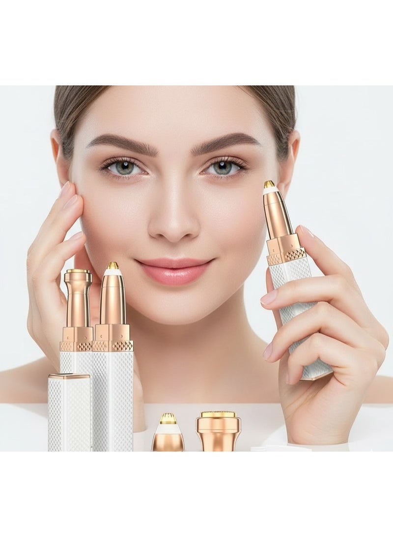 جهاز إزالة الشعر المحمول بدون ألم - جهاز كهربائي 2 في 1 لإزالة شعر الوجه والحواجب للنساء - قابل لإعادة الشحن - Image 1