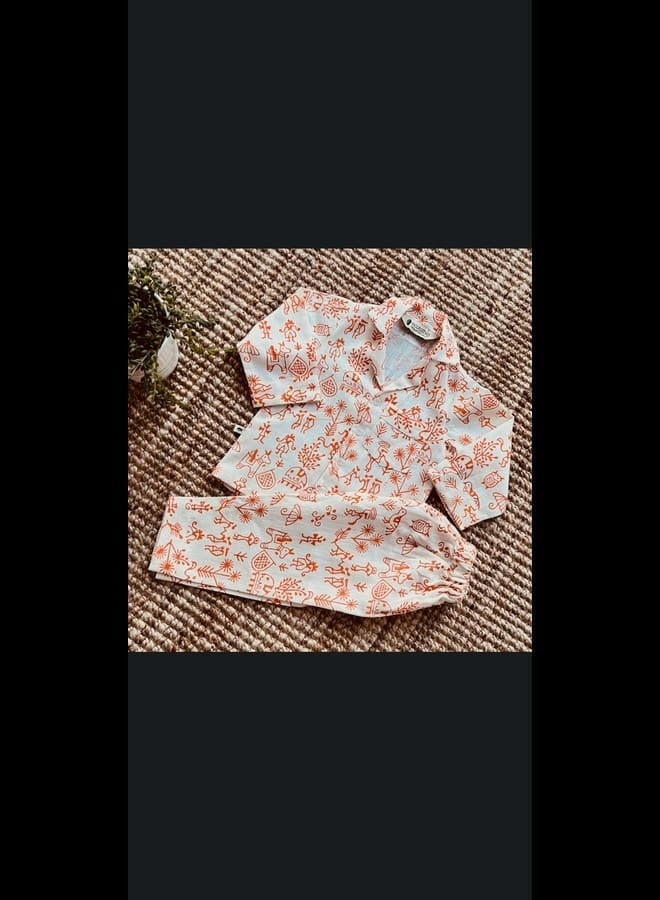 IndiaWeaves Tribal Print Kids Night Suit - Image 1