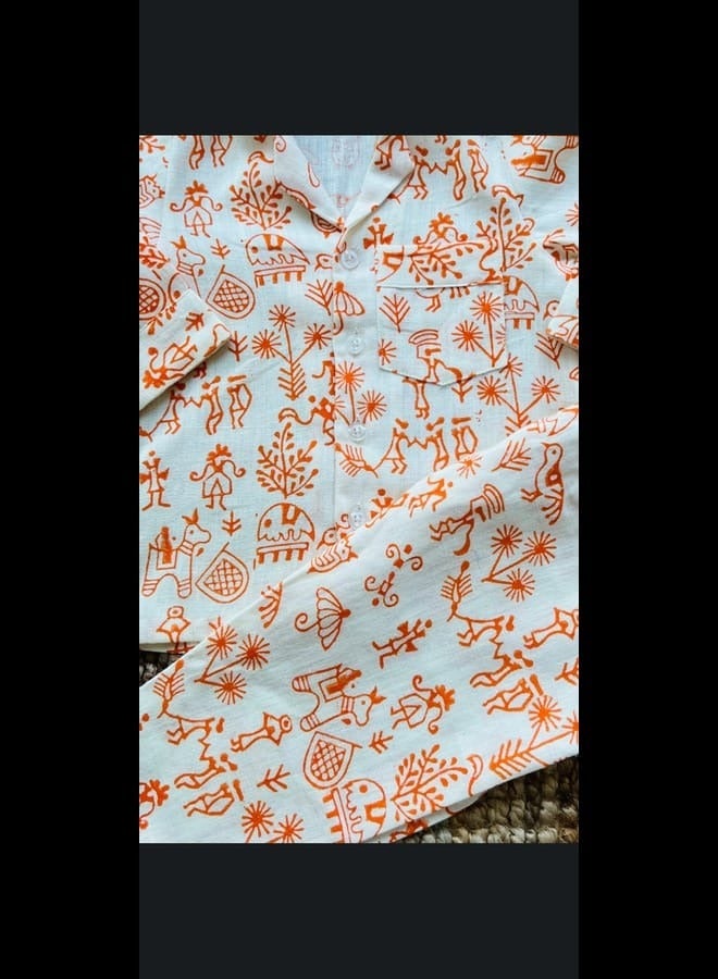 IndiaWeaves Tribal Print Kids Night Suit - Image 2