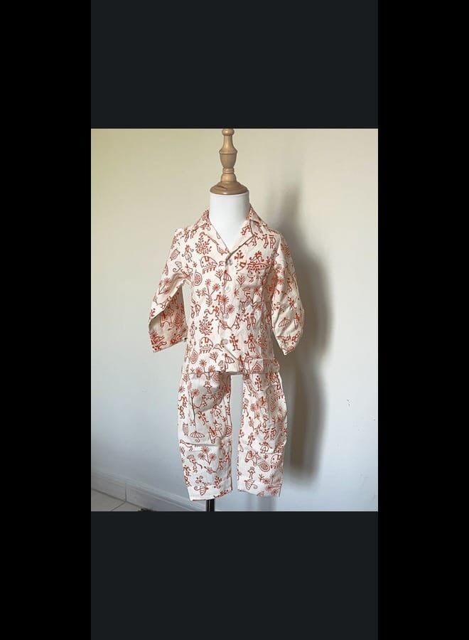IndiaWeaves Tribal Print Kids Night Suit - Image 3