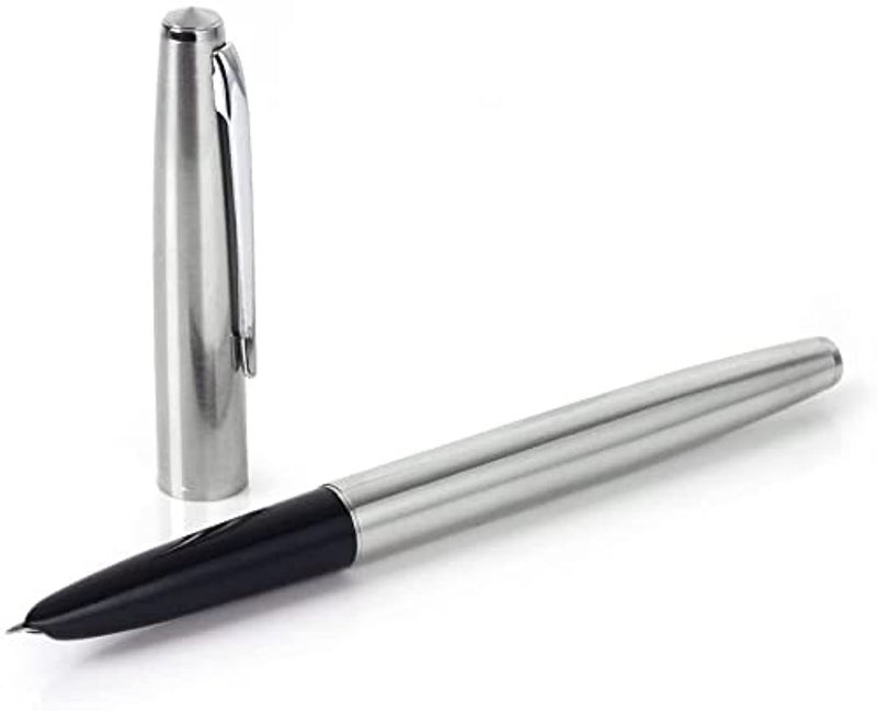 911 Pure Silver Steel Fountain Pen with 0.38mm Extra Fine Nib Smooth Writing Inking Pen