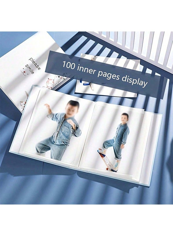 ألبوم ذاكرة بسعة 50 صفحة و100 صورة، صور 6 بوصة (أبيض 16.5x12.5x5.3 سم) - Image 4