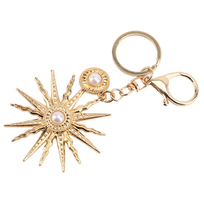Sun Keychain: Zinc Alloy With Artificial Pearl, Sparkling Design - Cute Fashion Accessory for Women, Girls, Handbag Purse Backpack Decoration - Image 3