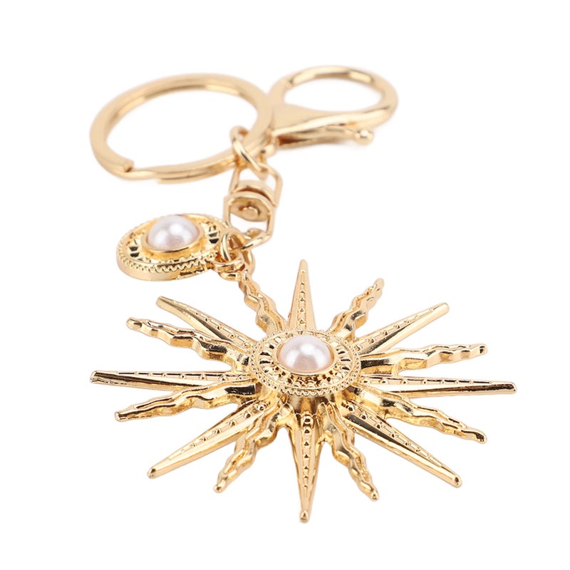 Sun Keychain: Zinc Alloy With Artificial Pearl, Sparkling Design - Cute Fashion Accessory for Women, Girls, Handbag Purse Backpack Decoration - Image 2
