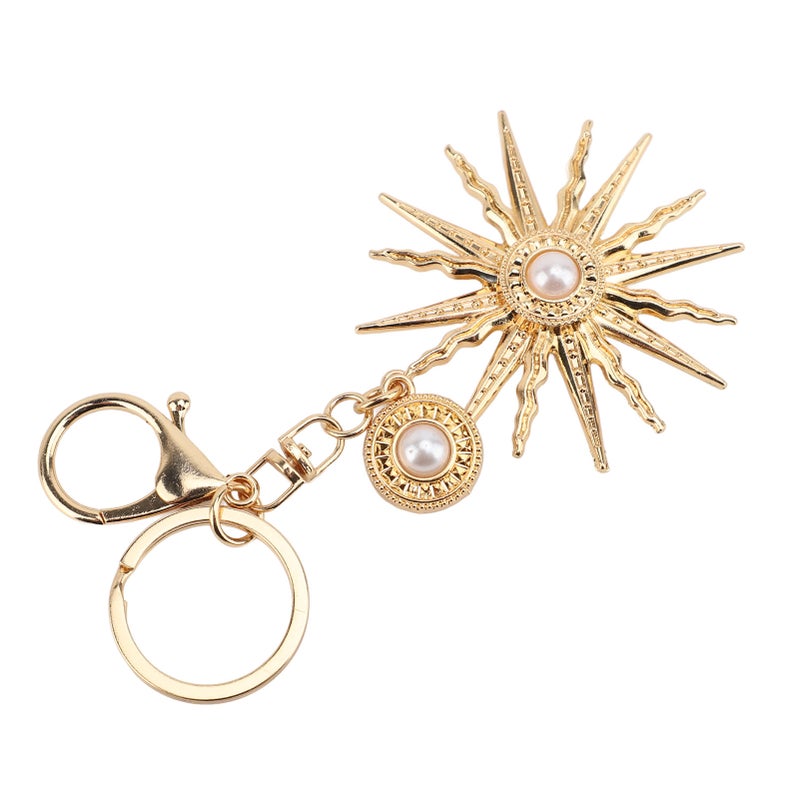 Sun Keychain: Zinc Alloy With Artificial Pearl, Sparkling Design - Cute Fashion Accessory for Women, Girls, Handbag Purse Backpack Decoration - Image 5