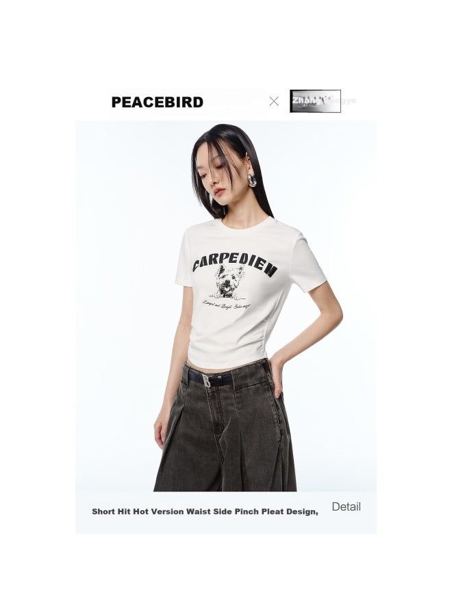 Waxbird Women'S T-Shirt With Foaming Print Of Small Dog Pattern Short Sleeve T-Shirt Summer Slim Fit Girl Top Trendy Beige M - Image 1