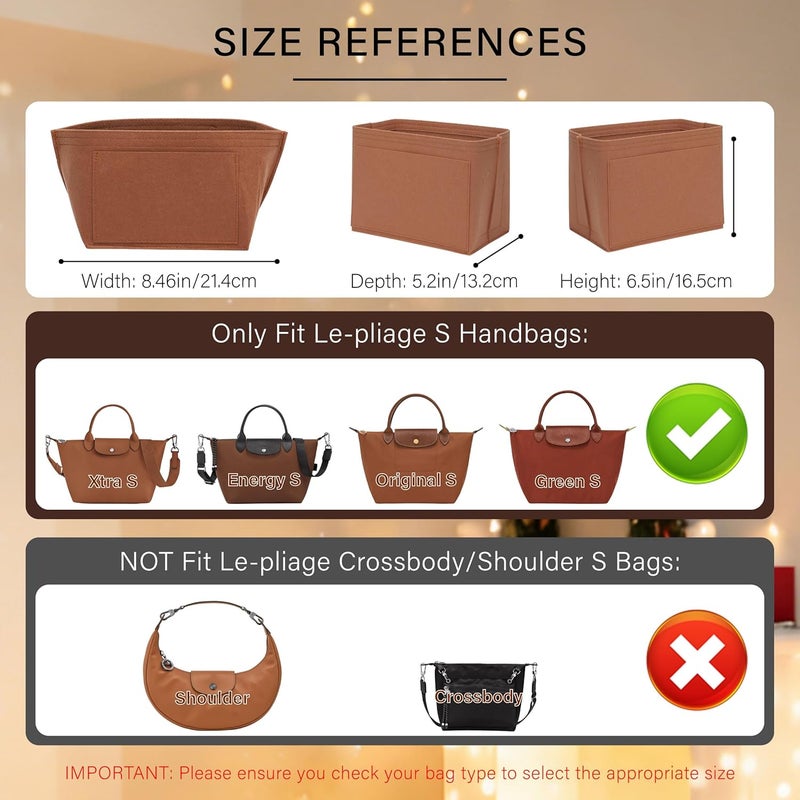 OAikor مُنظم حقائب خفيف ��لوزن لحقيبة Longchamp Le Pliage M ذات المقبض العلوي، منقسم حقائب من الصوف عالي الجودة بحجم متوسط، مزود بحامل أكواب، يُساعد على تنظيم الحقائب ويحتوي على 7 جيوب مُعمقة، لون أسود - Image 2