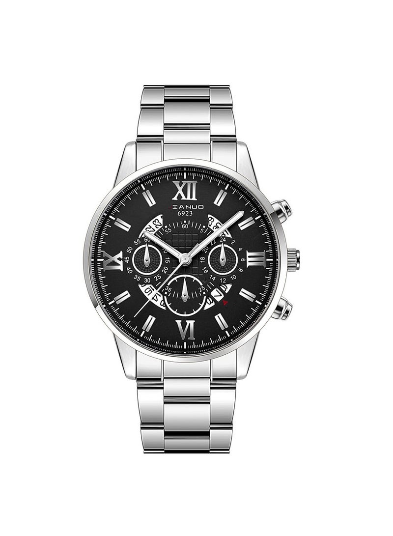 Men's stylish casual stainless steel strap quartz watch  - Image 1