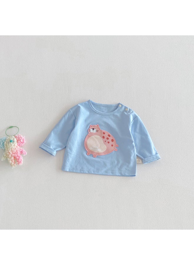【non-returnable And Non-exchangeable】baby Patch Cartoon T-shirt 2026 New Spring Boys Letter Stripe Base Shirt Trendy
