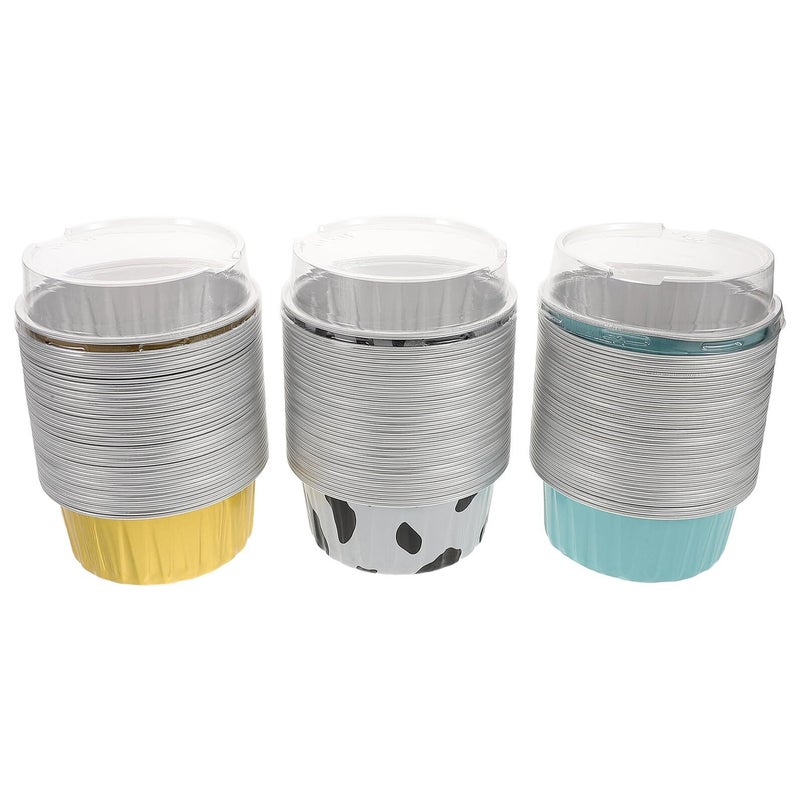 120pcs Mini Cupcake Baking Cups with Lids Aluminum Foil Plastic Tins for Air Fryer Oven - Image 2